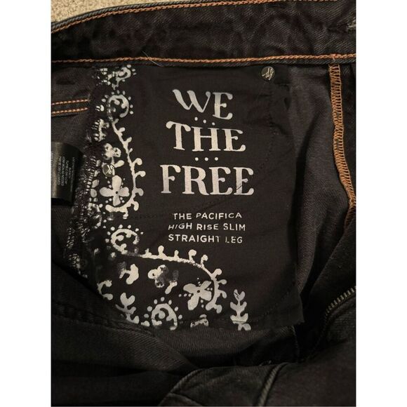 Free People We The Free The Pacifica High Rise Slim Straight Leg Black Wash Jean - Picture 8 of 9